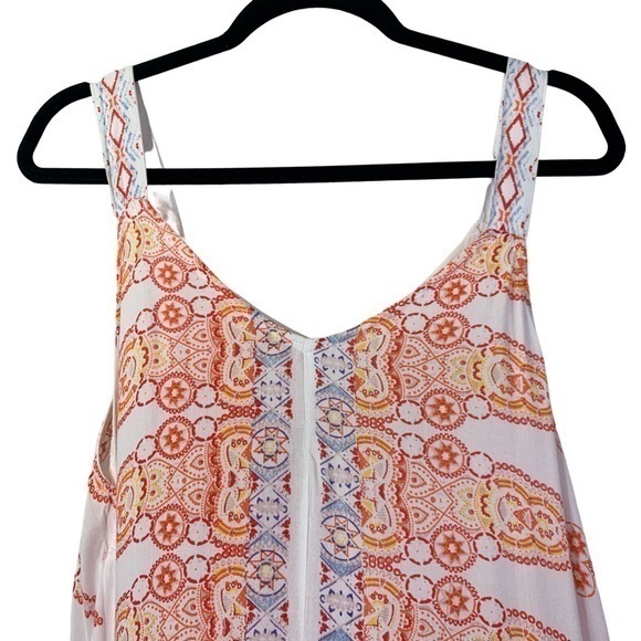 SHORELINE White & Orange Abstract Print Trapeze Handkerchief Dress - Picture 2 of 8